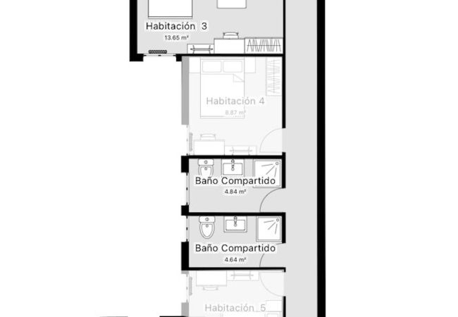 Alquiler por habitaciones en Salamanca - | Habitación Rector BH3 | Interior | Baño Comparti Alquiler por habitaciones en Salamanca - | Habitación Rector BH3 | Interior | Baño Comparti