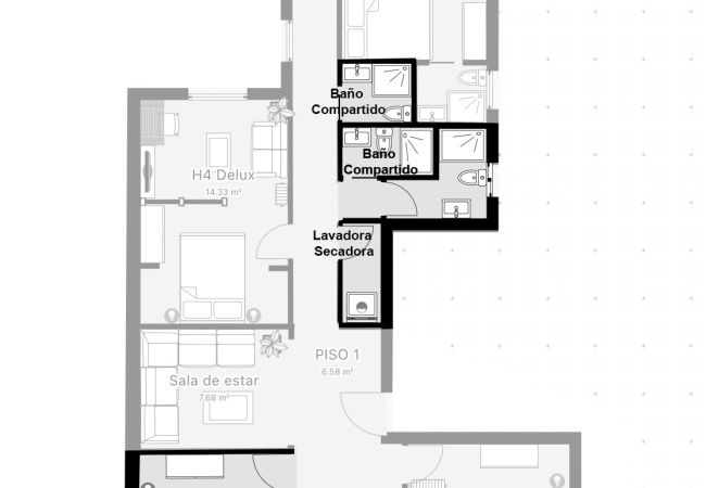 Rent by room in Salamanca - | Habitación España 1H3 | Exterior | Baño Comparti Rent by room in Salamanca - | Habitación España 1H3 | Exterior | Baño Comparti