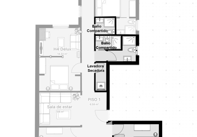 Rent by room in Salamanca - | Habitación España 1H1 | Exterior | Baño Comparti Rent by room in Salamanca - | Habitación España 1H1 | Exterior | Baño Comparti