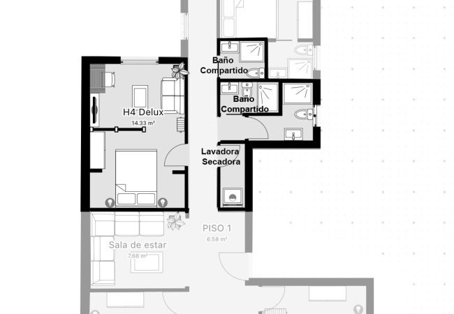 Rent by room in Salamanca - | Habitación España 1H4 | Interior | Baño Comparti Rent by room in Salamanca - | Habitación España 1H4 | Interior | Baño Comparti