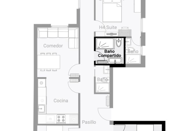Rent by room in Salamanca - | Habitación España 3H1 | Exterior | Baño Comparti Rent by room in Salamanca - | Habitación España 3H1 | Exterior | Baño Comparti