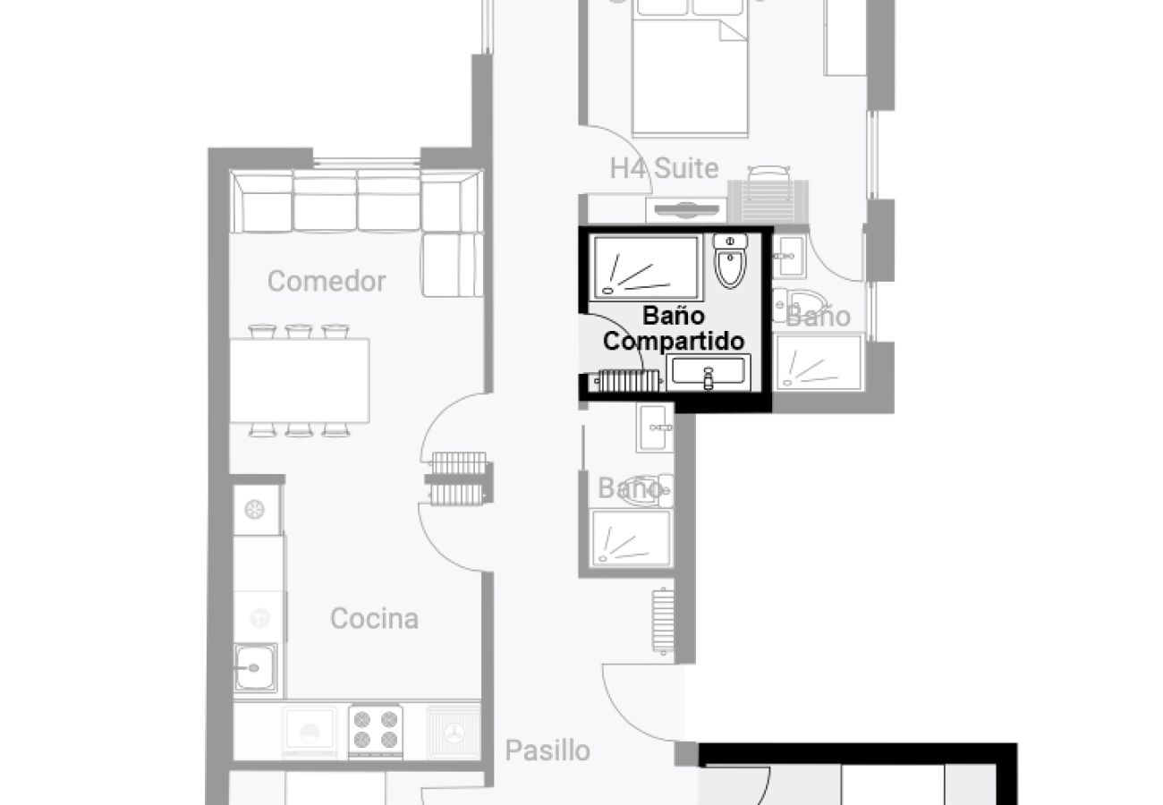 Rent by room in Salamanca - | HomyRooms H1 | Habitación Delux | Baño Comparti